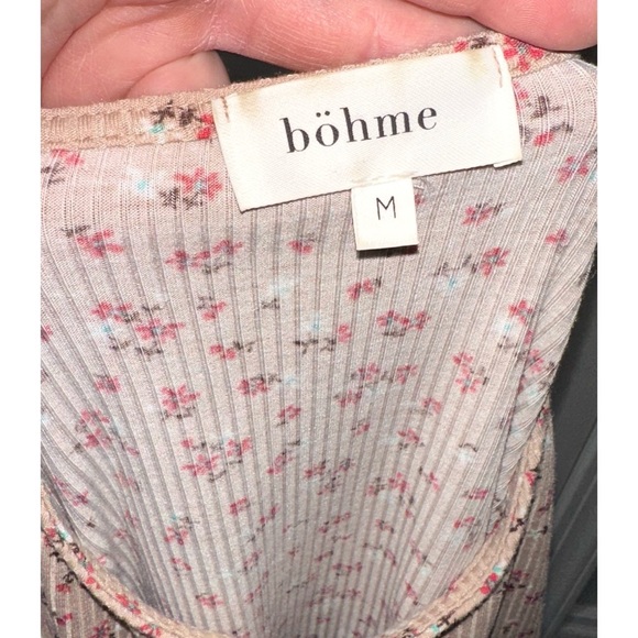 Bohme Long Sleeve Tan Floral Print long sleeve top - Picture 4 of 5